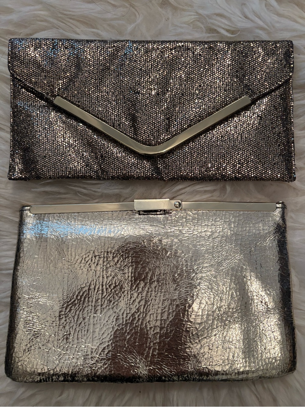 TWO Metallic Gold Evening Clutch Bag - Sleek Metallic Envelope Style
